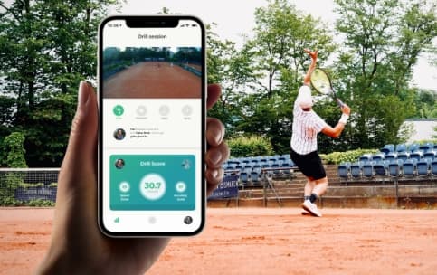 Serving tennis player.