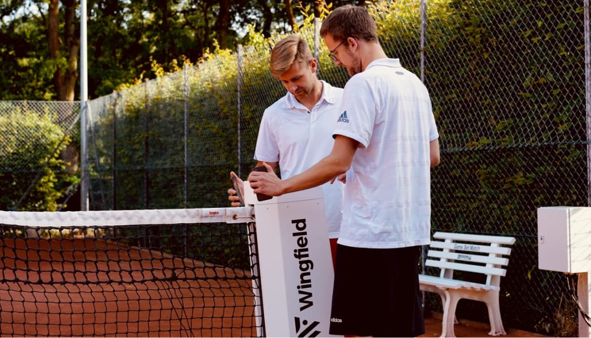 Tennis player wingfield box checkin.